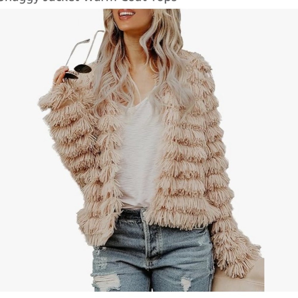 Inorin Womens Open front cardigan shaggy jacket. Size Large.